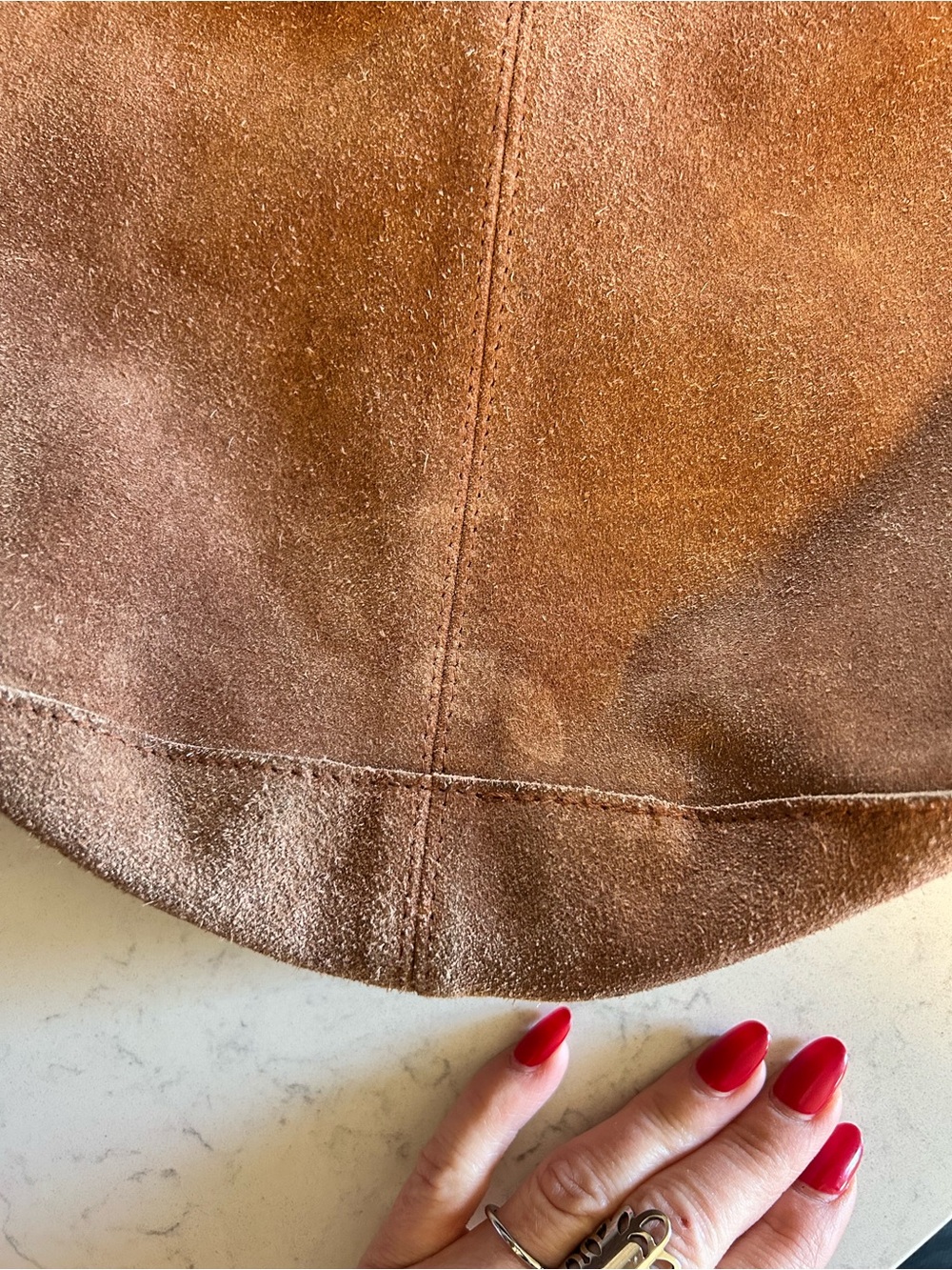 Free People Suede Roma Tote in Rust With Bonus Scarf and Cherry Bag Charm - Picture 14 of 16
